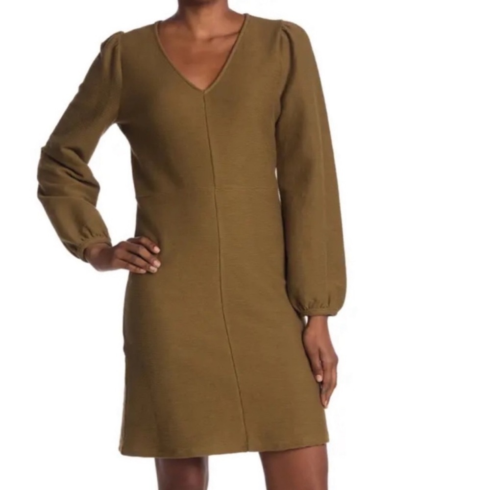 NWT Madewell Long Sleeve Dress Fall Balloon Sleeve Boho Olive Green Medium